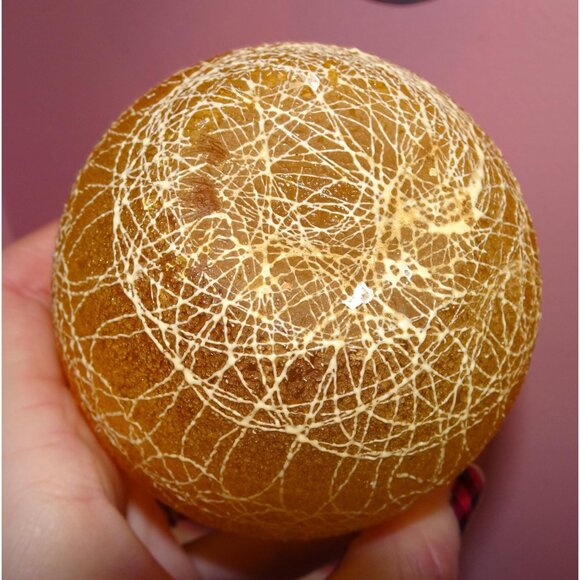 Vintage Yellow Spaghetti String Drink Glass 1970s mcm rocks glass - Picture 10 of 10